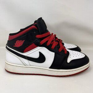 Nike Air Jordan 1 Mid White Red Black Shoe Size 7Y / Women’s Size 8.5